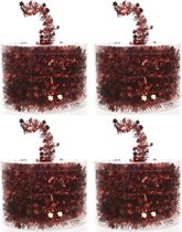 4x Kerstboom folie slingers rood 700 cm - sterren kerstslingers