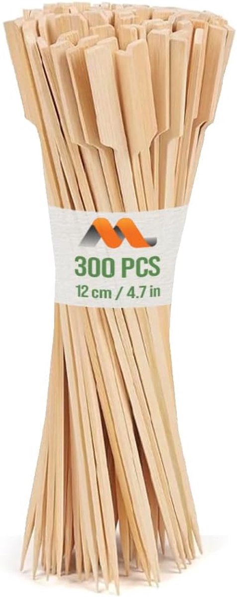 300 Bamboespiesjes - Platte Snackspiesjes voor Fruit, Marshmallows en Barbecue