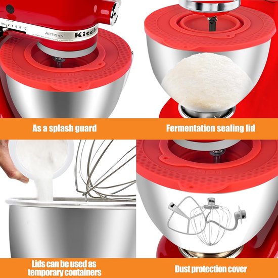 Flexibele Siliconen Deksel voor Mengkom 4,5 - 5 Liter - Vaatwasmachinebestendig van KitchenAid — afbeelding 2