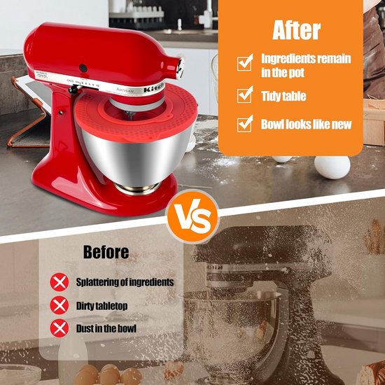 Flexibele Siliconen Deksel voor Mengkom 4,5 - 5 Liter - Vaatwasmachinebestendig van KitchenAid — afbeelding 5