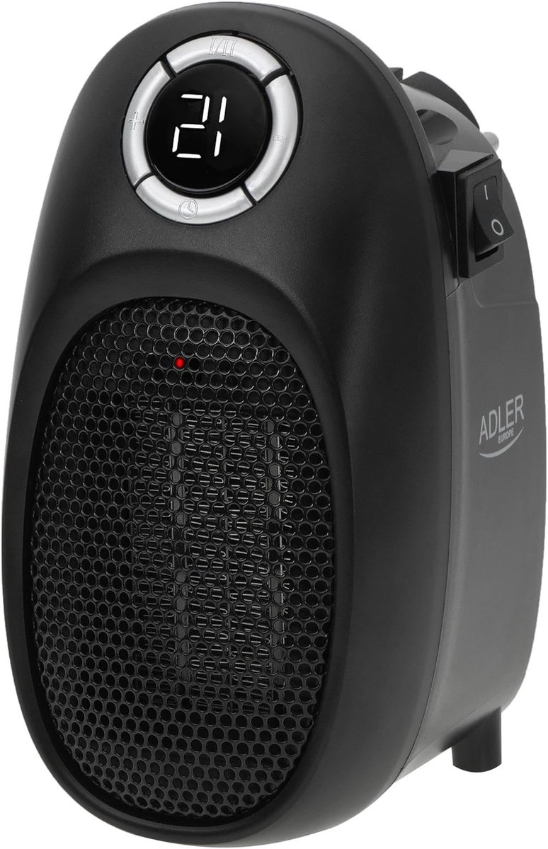 Mini Verwarmer - Compacte Kachel - Kleine Ruimtes - Instelbare Timer - 10x12.5x17 cm - Zwart