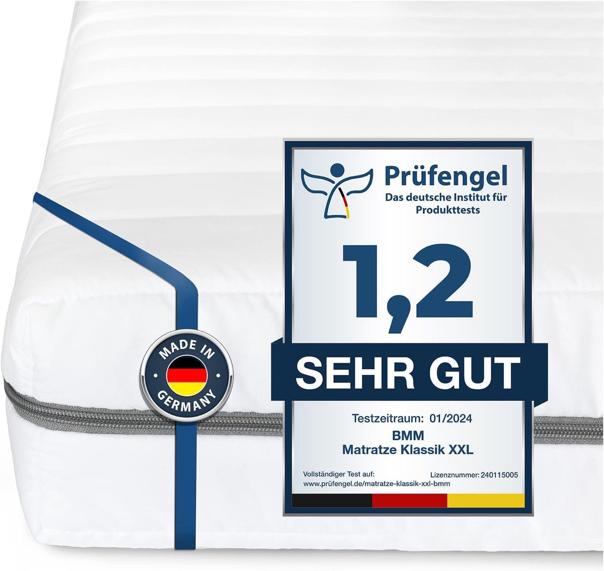 Koudschuimmatras 7 zones 90 x 220 cm | Duitsland | 12 cm | H4 | XXL | Oeko-Tex | Orthopedi