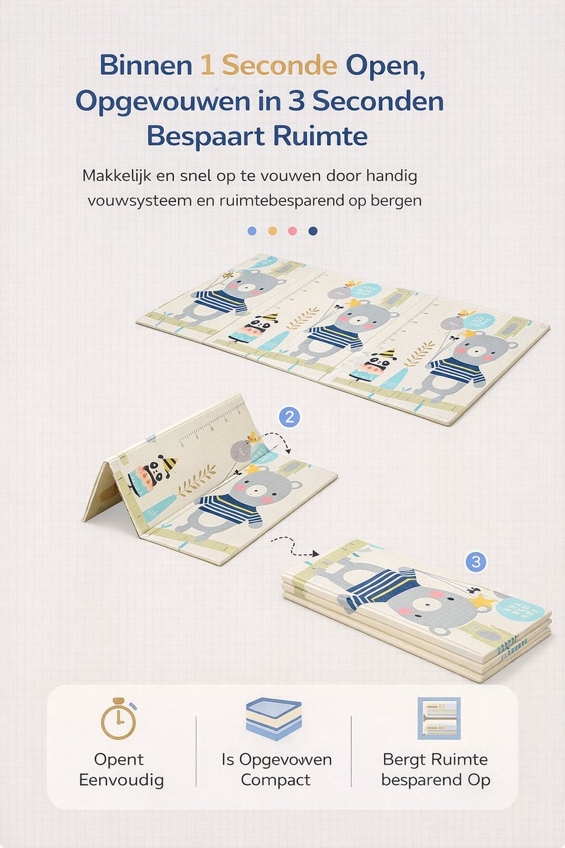 Extra XPE Baby Speelmat - 2cm Dik & Opvouwbaar thumbnail 6