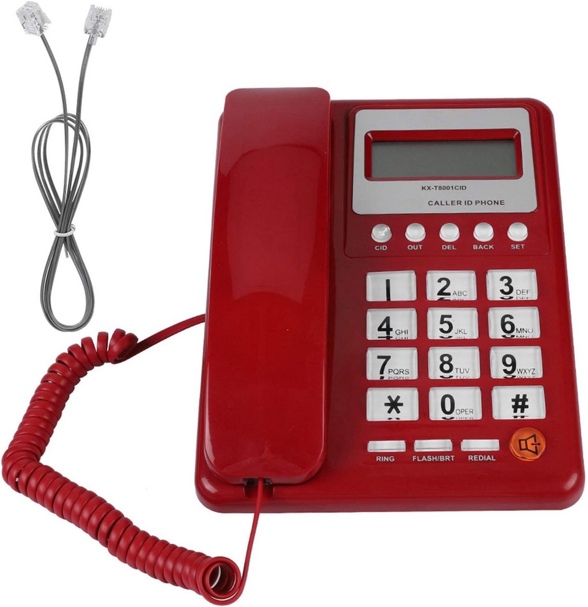 Vaste Telefoon - Thuis Kantoor Telefoon - Nummerherkenning Bellen - Telefoonlijn Aangedreven - 21.7 x 16 cm - Rood