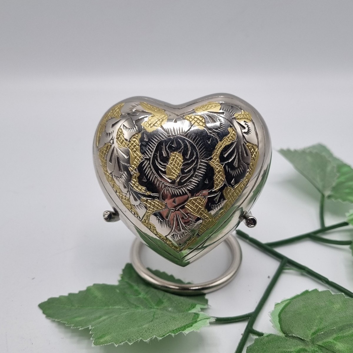 Mini urn - Messing - Hart - Zilver - Goud - Gegraveerd - Urn - incl standaard