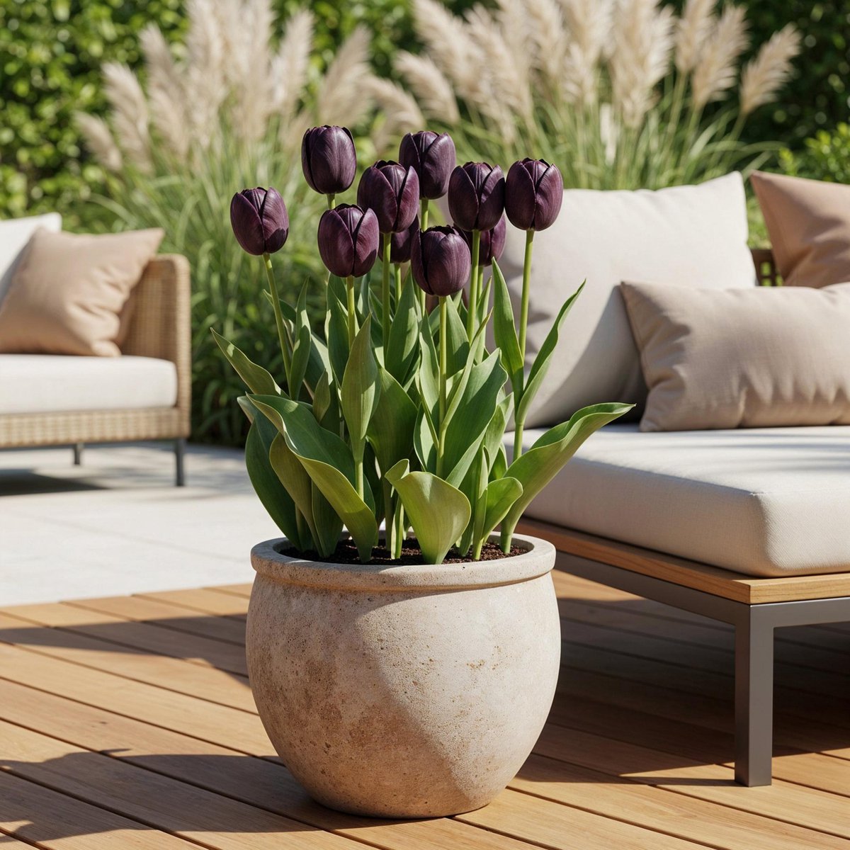Green boutiQ - 12x Tulipa Triumph Black - Triomftulp - Donker Paars - Voorjaarsbloeier - Bolmaat 11/12