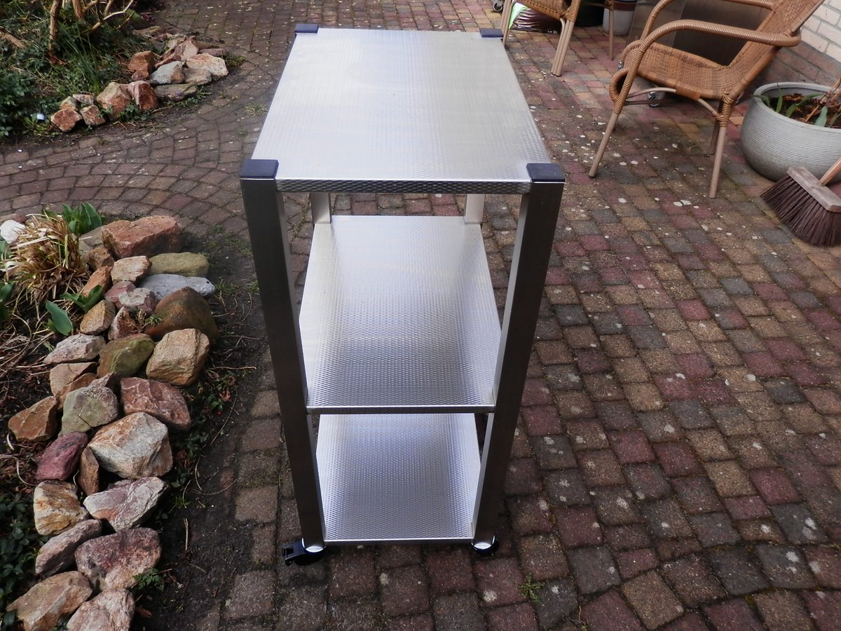 Keukentrolley Trier, RVS Trolley Wafelstructuur, Keukentrolley verrijdbaar, RVS Trolley Wafel