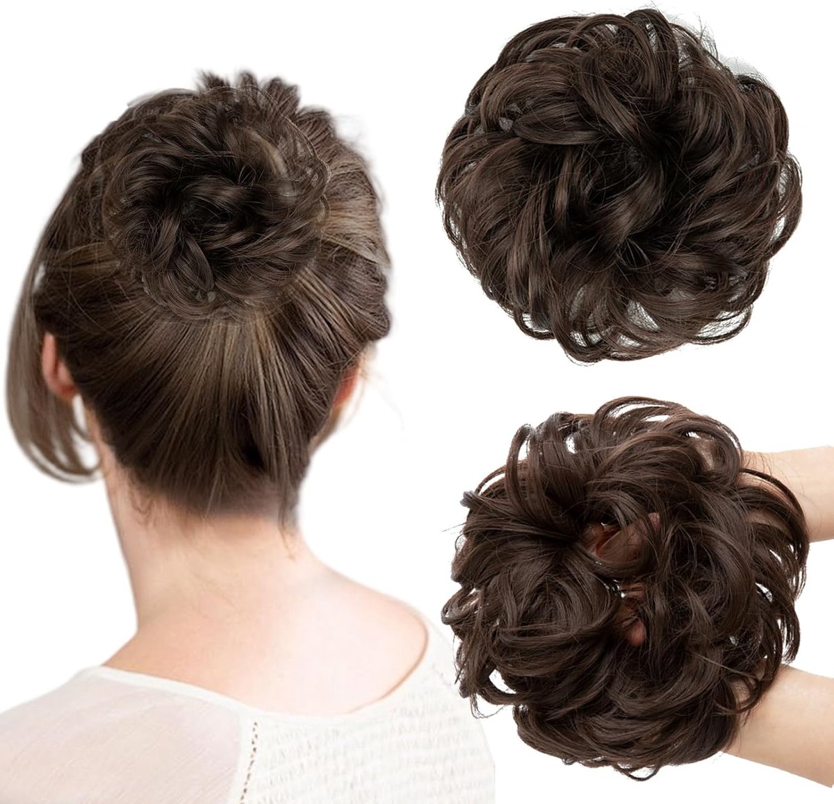 Synthetisch Duttje Haarstuk met Clip voor Direct Meer Volume en Krullen