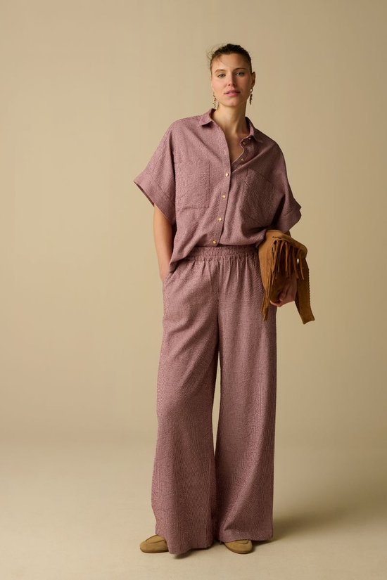 Donkerrode Gestreepte Wide Leg Broek