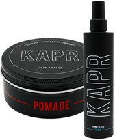 KAPR Pomade 135ml + Hair Tonic 250ml – Haar Styling Set Mannen – Strong Hold Pomade – High Shine – Barber Hair Tonic