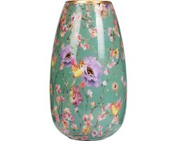 Vaas Flower Bouquet - bloemenprint goud - metaal/emaille - bloemenvaas