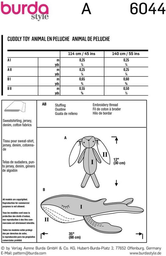 Naaipatroon Knuffeldieren Walvis en Haas - Papier Formaat — afbeelding 4