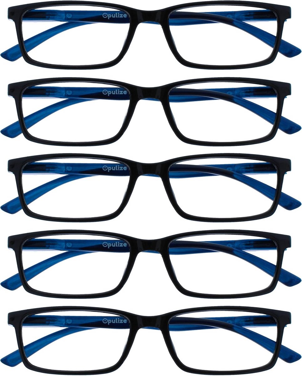 Blauwe Lichtfilter Leesbril Set van 5 - Smal Montuur - Inclusief +1.00 Sterkte