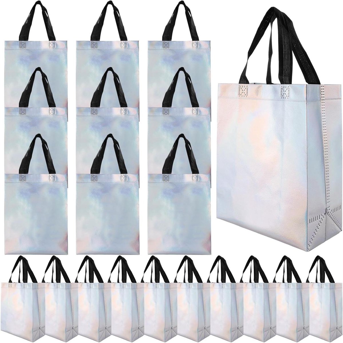 20 stuks glanzende cadeauzakjes met handvat 20x25x10 cm herbruikbaar niet-geweven Kerst verjaardag huwelijkfeest.
