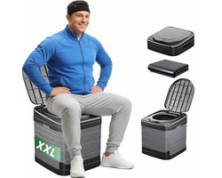 Meedeer XXL Draagbaar toilet voor kampere-Opvouwbare Camping Toilet Met Deksel-Draagvermogen 150kg-Multifunctioneel Draagbaar potje-Outdoor Gear-campingtoiletten-Biologisch afbreekbare zakjes–Camping wc–Draagbare WC Emmer Volwassen