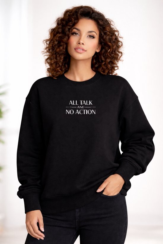La Booty Oversized Trui Zwart – Sweater – Streetwear – All Talk No Action- Premium Katoen- Made Belgium- Maat - L /XL