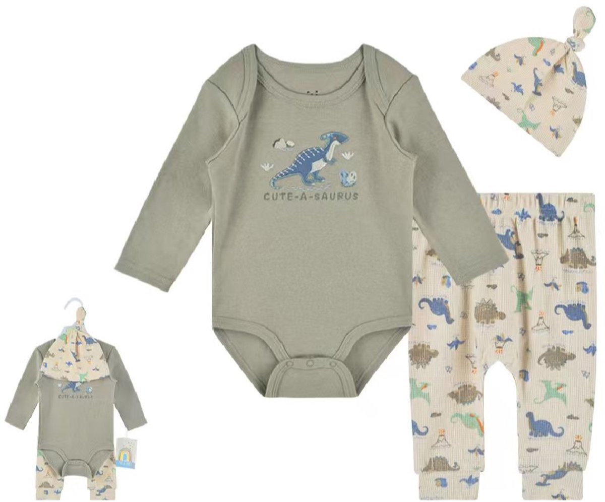 VBM babykleding - 3-delige set - rompertje-broekje en muts - 6-9 maand