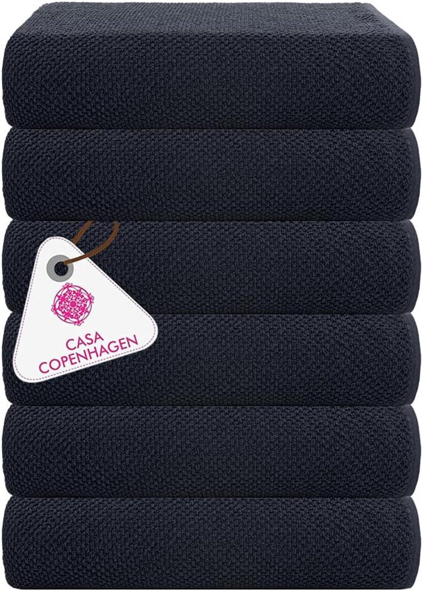 Set van 6 Poef Katoenen Kleine Badhanddoeken Navy Blauw 40x70 cm Zeer Absorberend