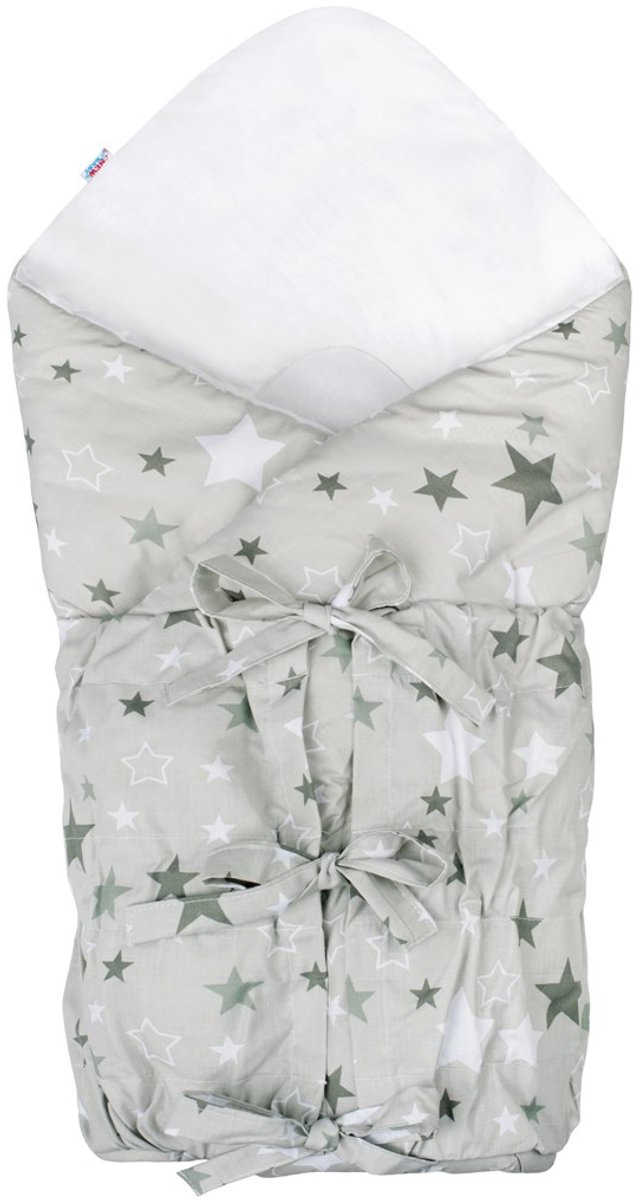 New Baby - Wikkeldeken - Grijze wikkeldoek met vetersluiting 70x70 cm van katoen - wikkeldoek - newborn - wiegdeken - hypoallergeen - babydeken