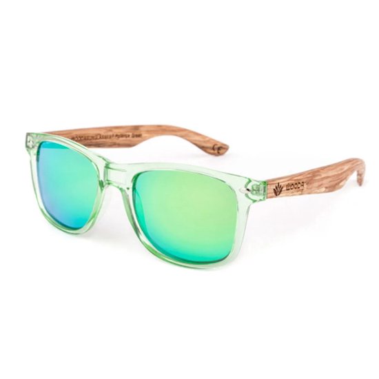 Wooda® Zonnebril Wayfarer - Groen Transparant - Gepolariseerd - Wooda Pollença Green Verde Revo van Wooda — afbeelding 2