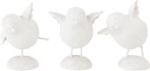 J-Line figuur Vogel Op Voet - polyresin - wit - set van 3