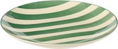 J-Line bord Gestreept - keramiek - groen/wit - 6 stuks