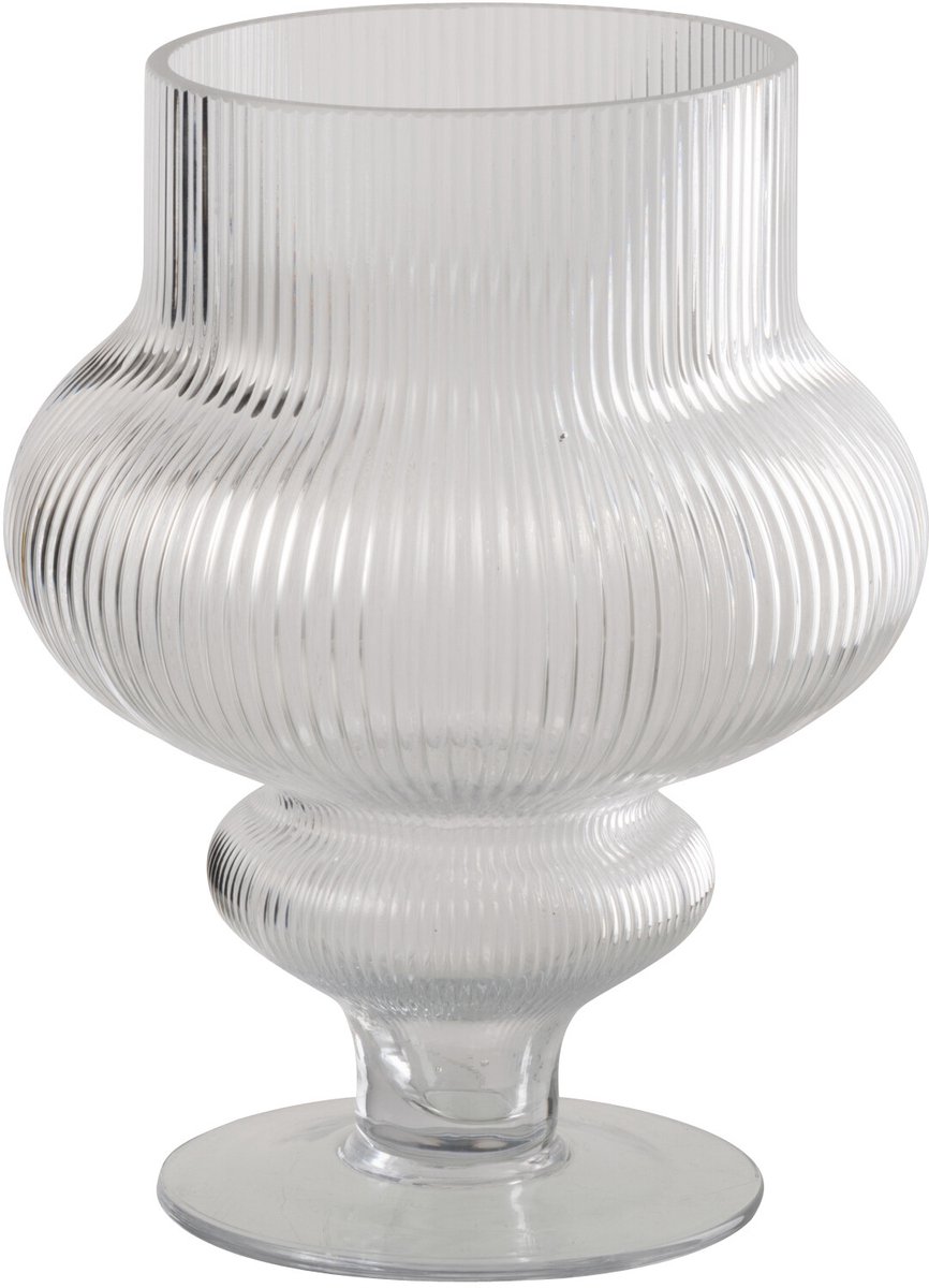J-Line vaas Ada Geribbeld - glas - transparant - small