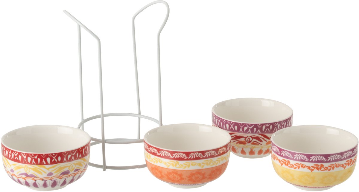 J-Line schaal - keramiek - paars/rood - doos van 4