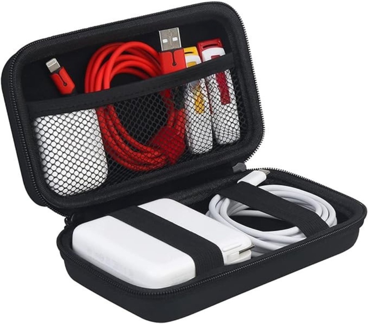 Famanu - Hard Travel Case voor Laptop Oplader, etui voor MacBook power adapter, USB-C hub, Magic Mouse en kabels, extra ruimte