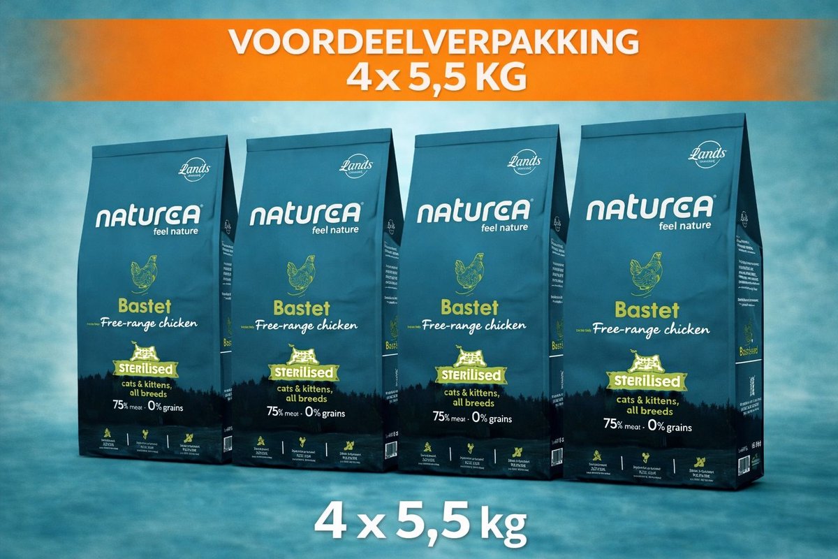 Naturea Grainfree Cat Lands Bastet Free Range Chicken 4x 5,5 kg Voordeelverpakking - Kat