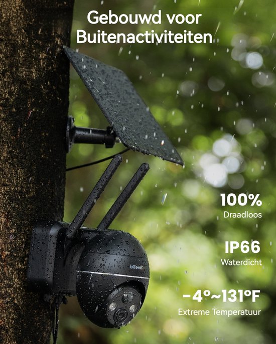 ieGeek Security Buitencamera ZY-G1 4G LTE - Beveiligingscamera voor Buiten - Outdoor Cam - 2K UHD - Pan & Tilt - Zonnepaneel - Nachtzicht - Inclusief SIM-kaart — afbeelding 4