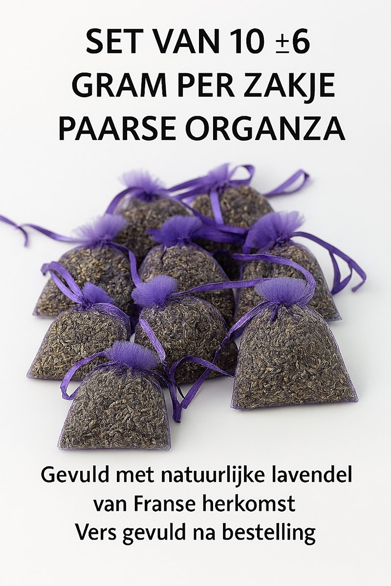 @ Lu’s Today® – Basic Geur Essentials - Lavendel Geurzakjes – 10 Stuks – ±6 g – Puur, Onbewerkt & Zonder Toevoegingen – Tegen Motten & Zilvervisjes – Provence – Organza