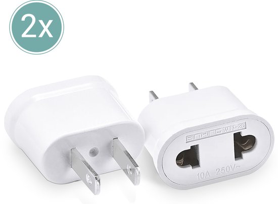 Wereldstekker EU naar VS/USA - Reisstekker - 2 Stuks - Reisadapter Amerika Canada Mexico Japan - Type A - Wit