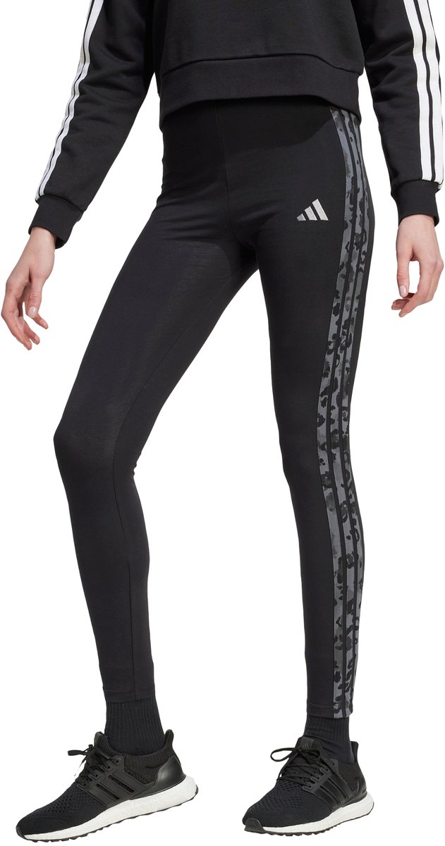 Adidas Sportswear Animal Print 3-Stripes High Rise Legging Dames Zwart