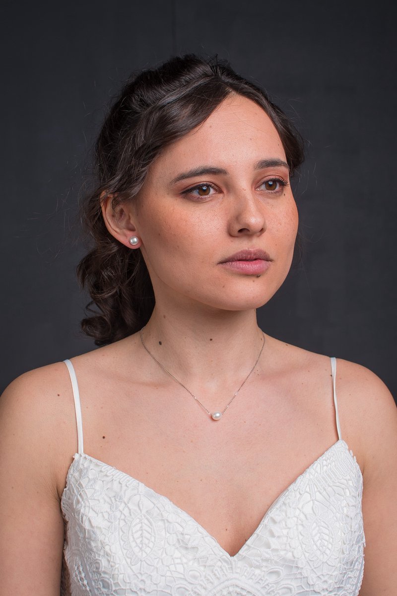 TK-S set van zilveren collier met zoetwater parelhanger + parel oorbellen - verfijnd - tijdloos
