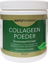 Natupharma collageenpoeder sinaasappelsmaak 210 gram. Met vitamine C voor huid, kraakbeen & botten. Bevat Hyaluronzuur.