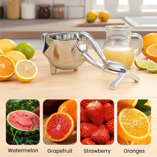 Aluminium Fruitpers - Limoenpers - Handmatige Citroenpers - Lemon squeezer - Citrusknijper - Fruitpers - Sinaasappelpers - Zilver — afbeelding 4