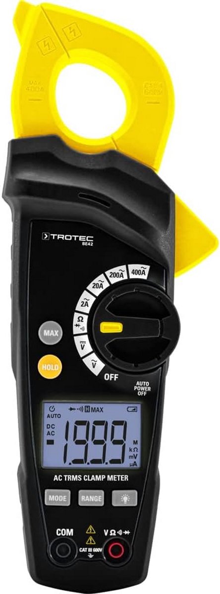 True-RMS Stroomtang met Multimeterfunctie voor 400A AC, DC Spanning en Weerstand