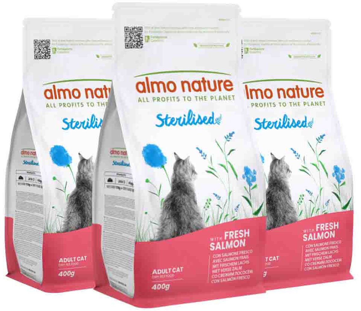 Almo Nature Almo Nature Kattenvoer Droog Sterilised Zalm - 3 x 400 gr - Voordeelverpakking