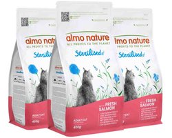 Almo Nature Kattenvoer Droog Sterilised Zalm - 3 x 400 gr - Voordeelverpakking