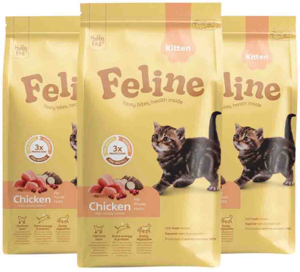 HobbyFirst Feline Kattenvoer Droog Kitten - 3 x 1,5 kg - Voordeelverpakking