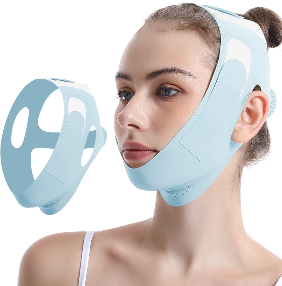 Oneay Gezichtslift Band V-Line – Kinverkleiner Gezichtsband voor Kaaklijn Lift en Gezichtsafslanking – Face Slimming Masker voor Vrouwen – Huidverzorging Accessoire – Blauw