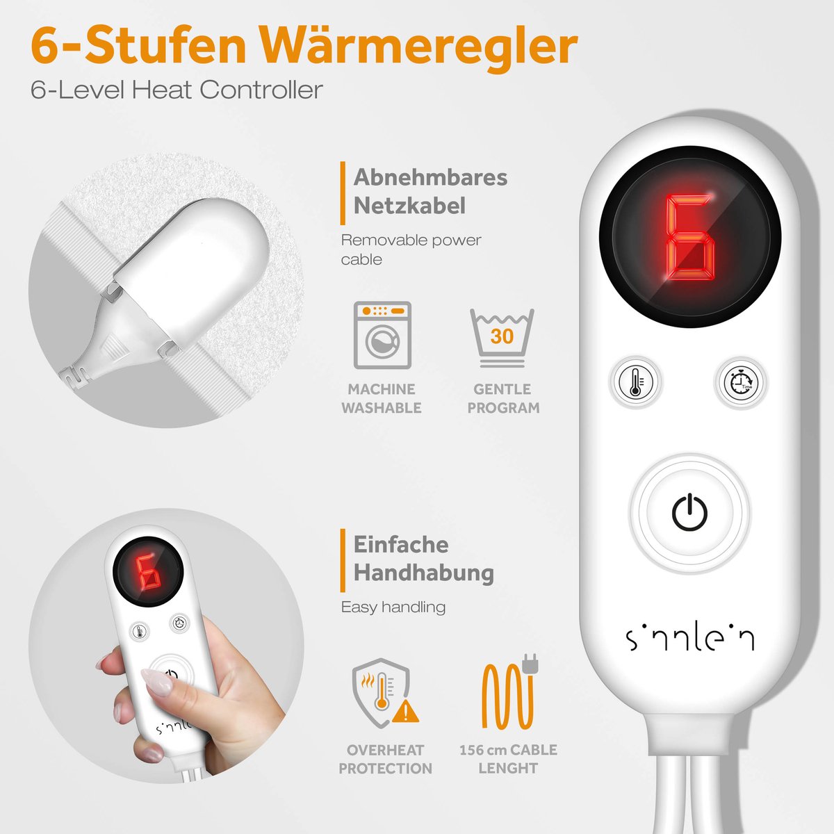 Sinnlein Elektrische Warmte Fleecedeken 150 x 80 cm - afbeelding 2