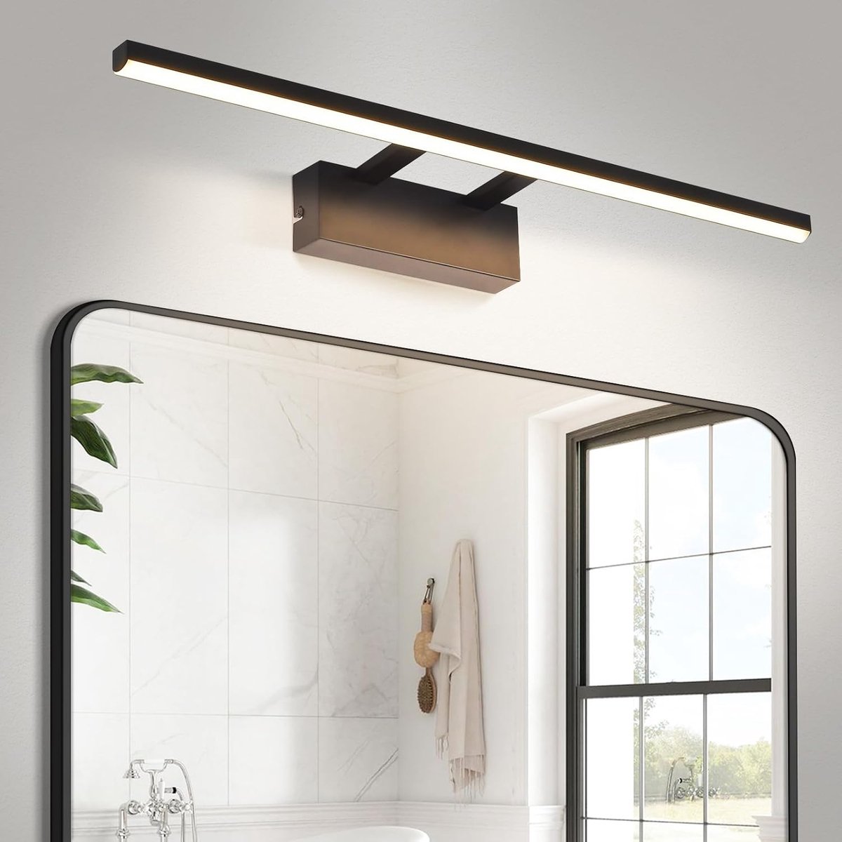 Glitzerlife Badkamer Spiegellamp Wandlamp - 13W LED - 1x GU10 - 4000K neutraal wit - Wandmontage - Aluminium Metaal - 60 cm - Zwart