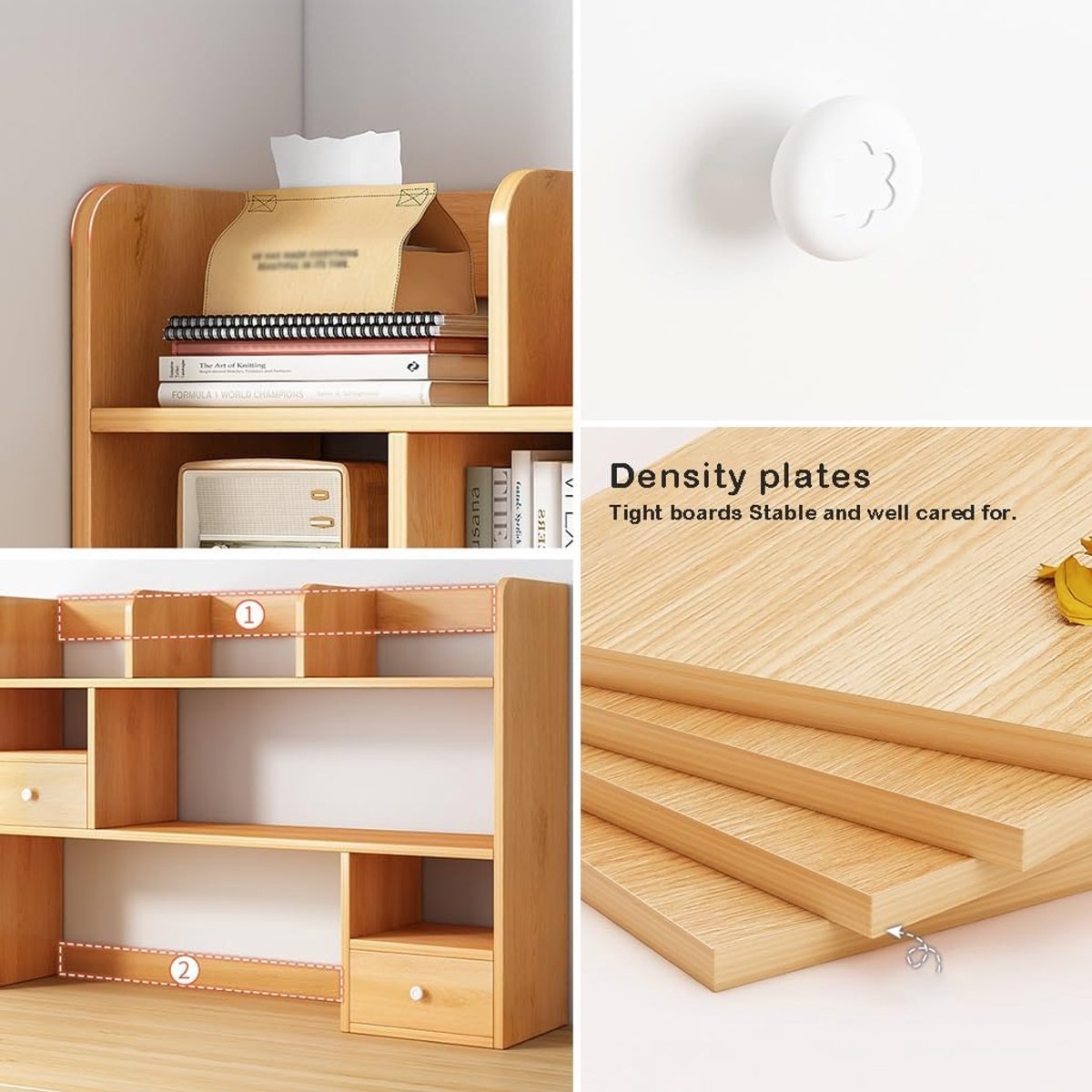 Boekenkast -Bureau-Organizer en Kleine Boekenkast – Casa Velluto 3-Laags Bureau Opbergrek met Lade – Multifunctionele Bureauplank voor Boeken, Kantoorbenodigdheden, Decoratie en Kleine Voorwerpen – Thuiskantoor, Kinderkamer, Studieruimte
