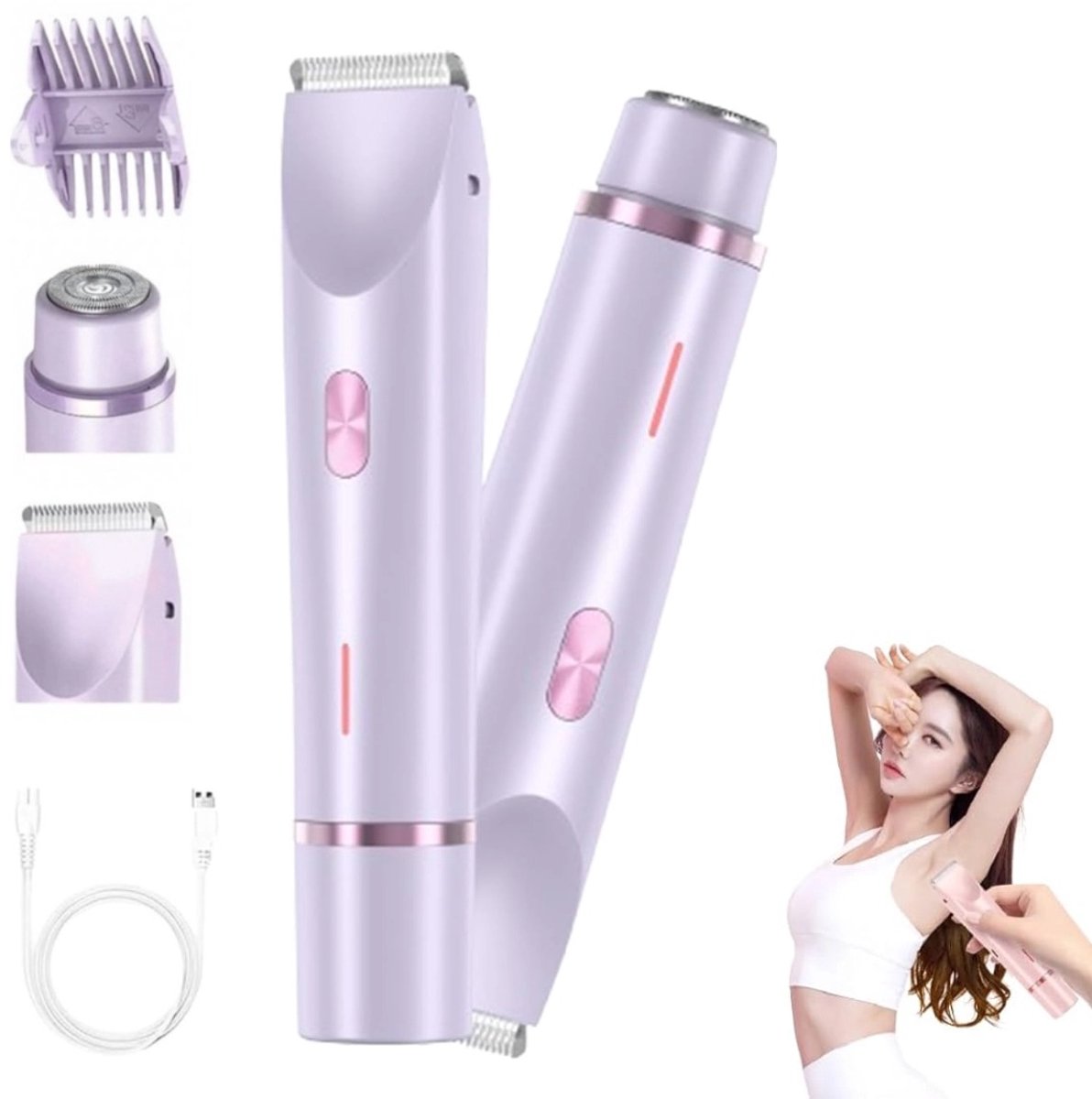 Elektrisch Scheerapparaat - 2 in 1 Ladyshave voor Vrouwen - Waterdicht - Bikinitrimmer - Stil - Eenvoudig scheren - Smooth Scheerapparaat - Paars