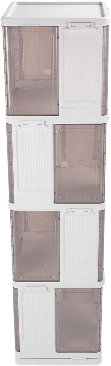 Boekenkast 360° Roterend – Casa Velluto Trapezium 4-Tier Hoekboekenkast met Transparante Magnetische Deur – Compact Opbergrek voor Boeken, Decoratie en Voorwerpen – Slaapkamer, Woonkamer en Thuiskantoor