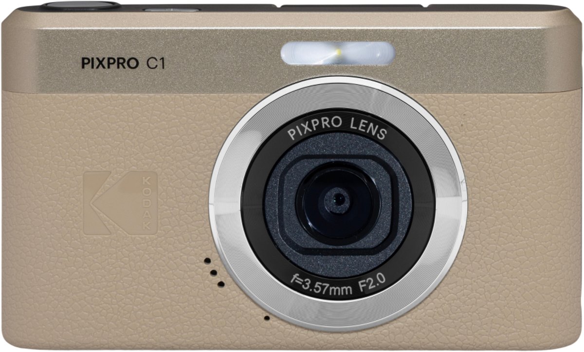 KODAK Pixpro C1 - Compacte digitale camera, 13 MP BSI CMOS-sensor, 4x digitale zoom, kantelbaar 2,8-inch scherm, Full HD 1080p-video, LED-flitser - Tan