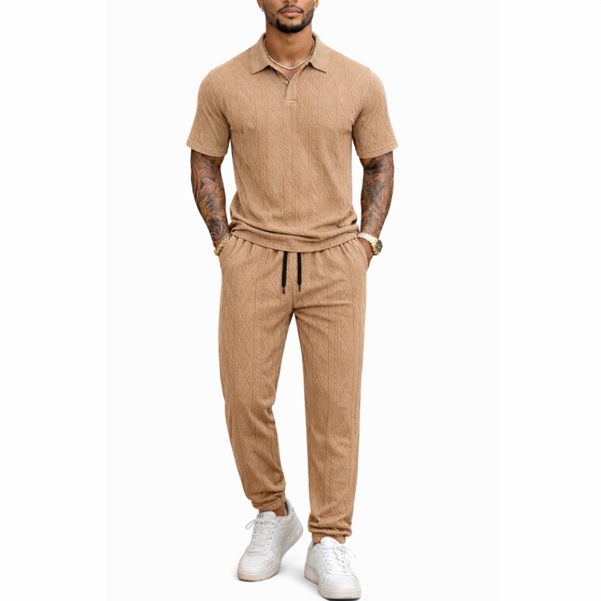 Champagne Lounge Set - Kledingset Heren - Polo en Broek