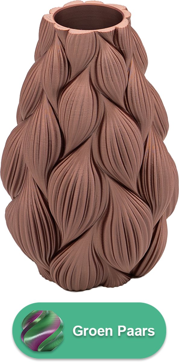 Lovora Lamina moderne vaas – Decoratieve vaas - Groen / Paars - 3d geprinte vaas – geschikt voor droogbloemen - 25CM